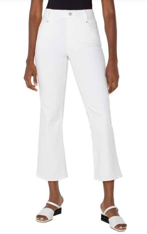 Gia Glider Crop Flare w/ Tulip Back Slit - Bright White Jeans Liverpool