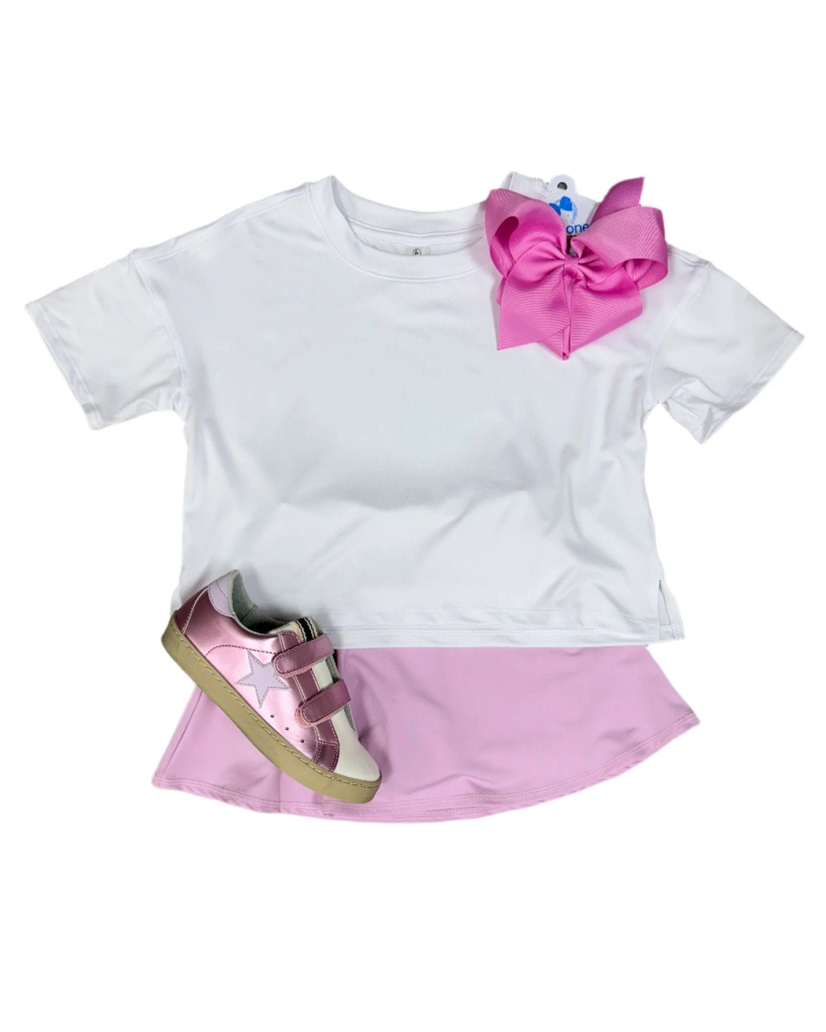 Girls Criss Cross Skort - Pink Lavender Girls Skirts + Bloomers 90 Degree by Reflex