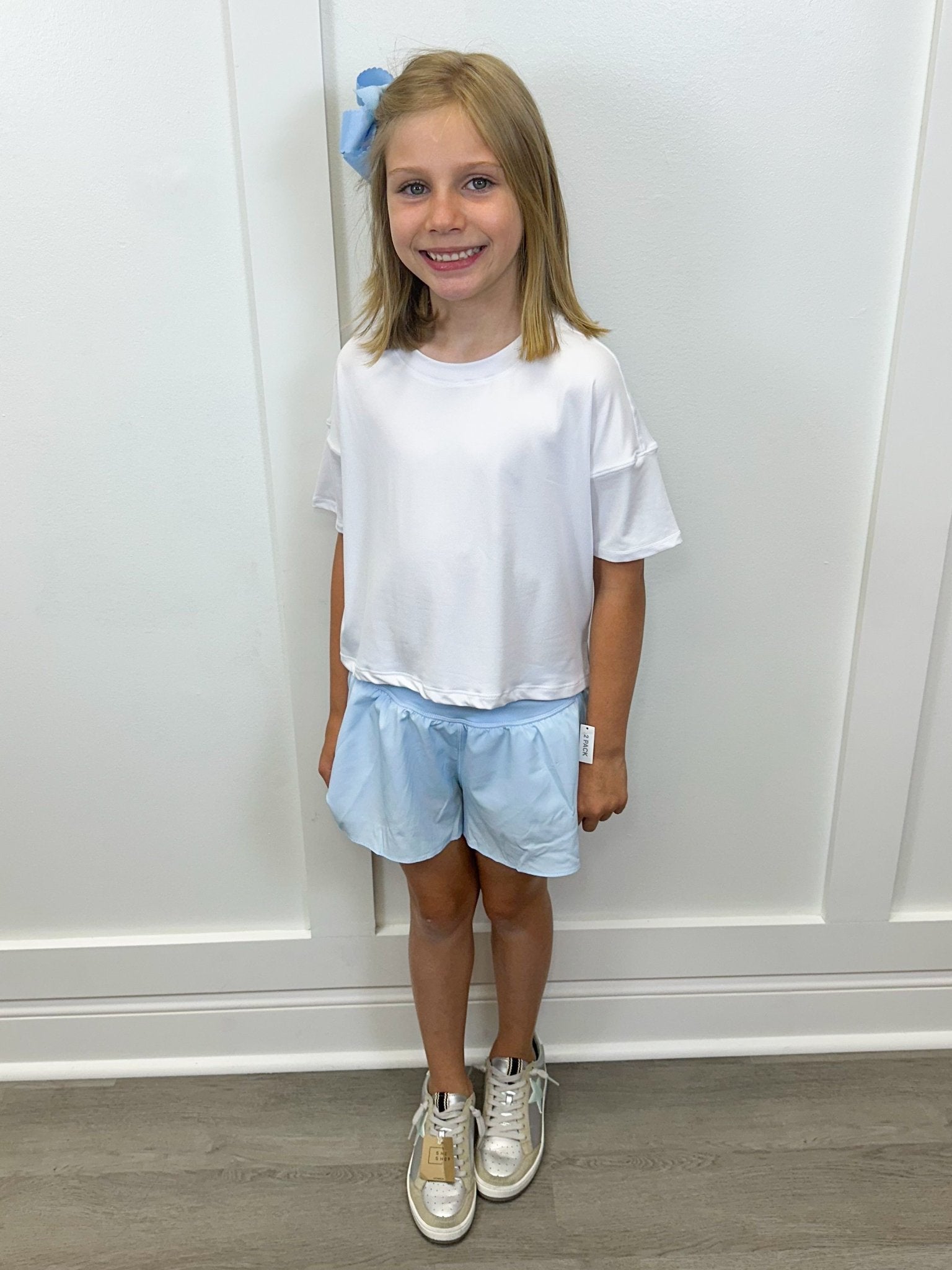 Girls Crossover Hybrid Shorts w/ Inner Pant - Tie Dye Ice/Nantucket Breeze Girls Shorts 90 Degree by Reflex