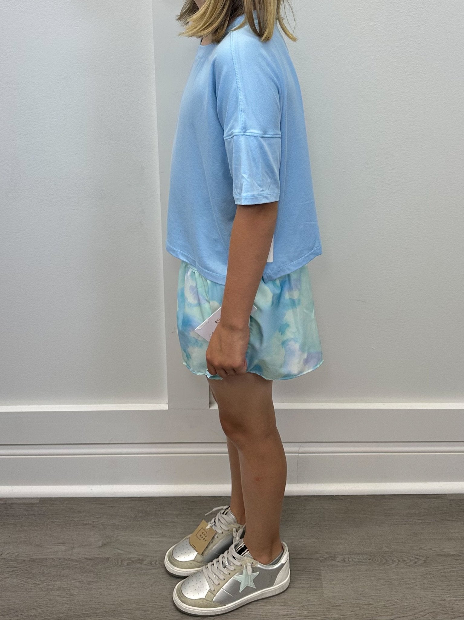 Girls Crossover Hybrid Shorts w/ Inner Pant - Tie Dye Ice/Nantucket Breeze Girls Shorts 90 Degree by Reflex