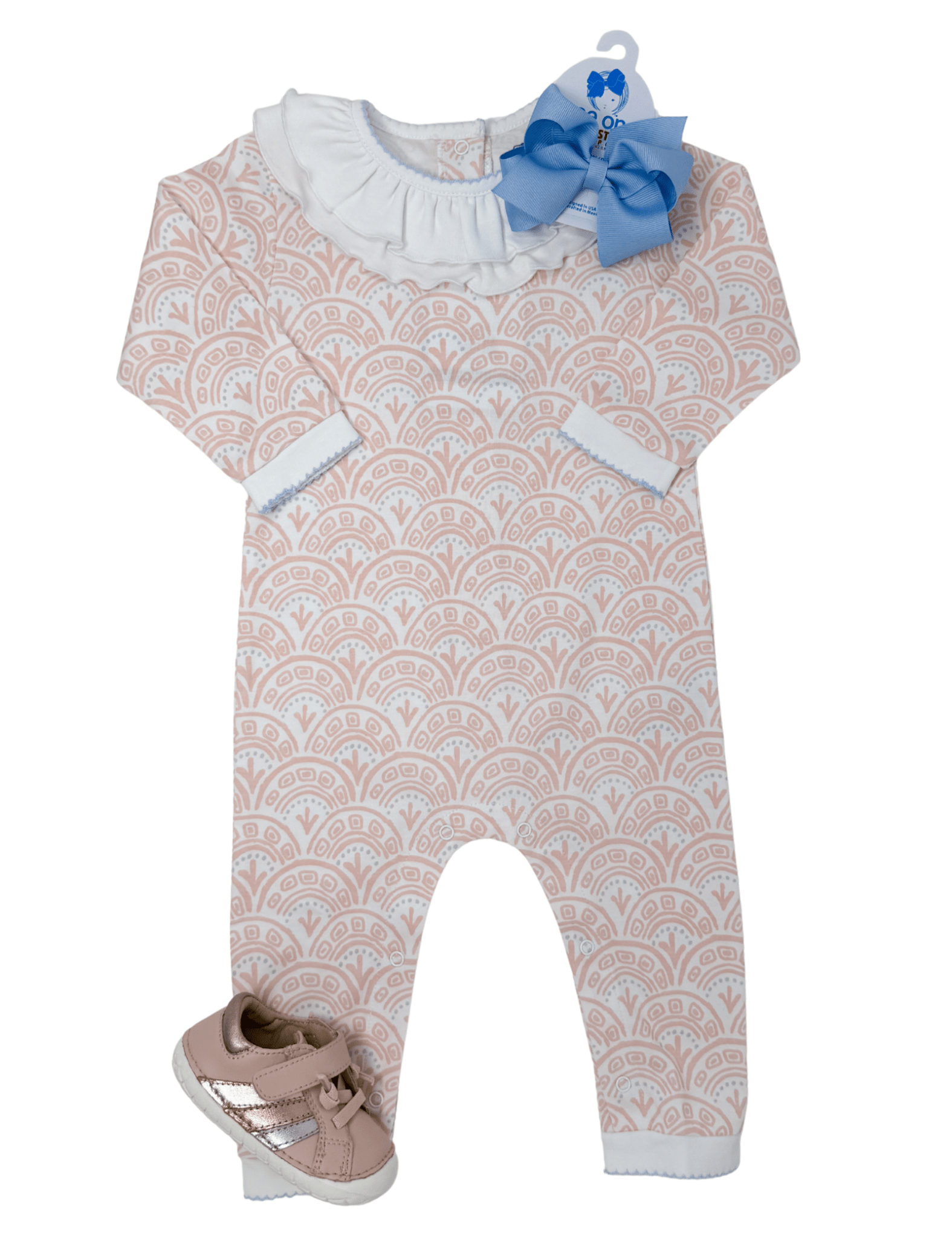 Girls Footless Playsuit - Serene Scallop Girls Bubbles + Rompers Heyward House
