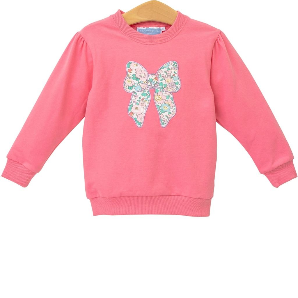 Girls French Terry Pullover - Bow Girls Tops + Tees Trotter Street Kids