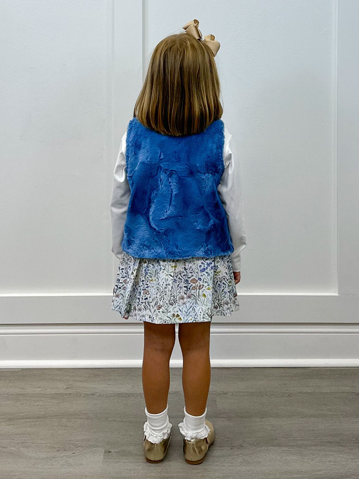 Girls Fur Vest - Tuscany Blue Girls Outerwear Funtasia Too