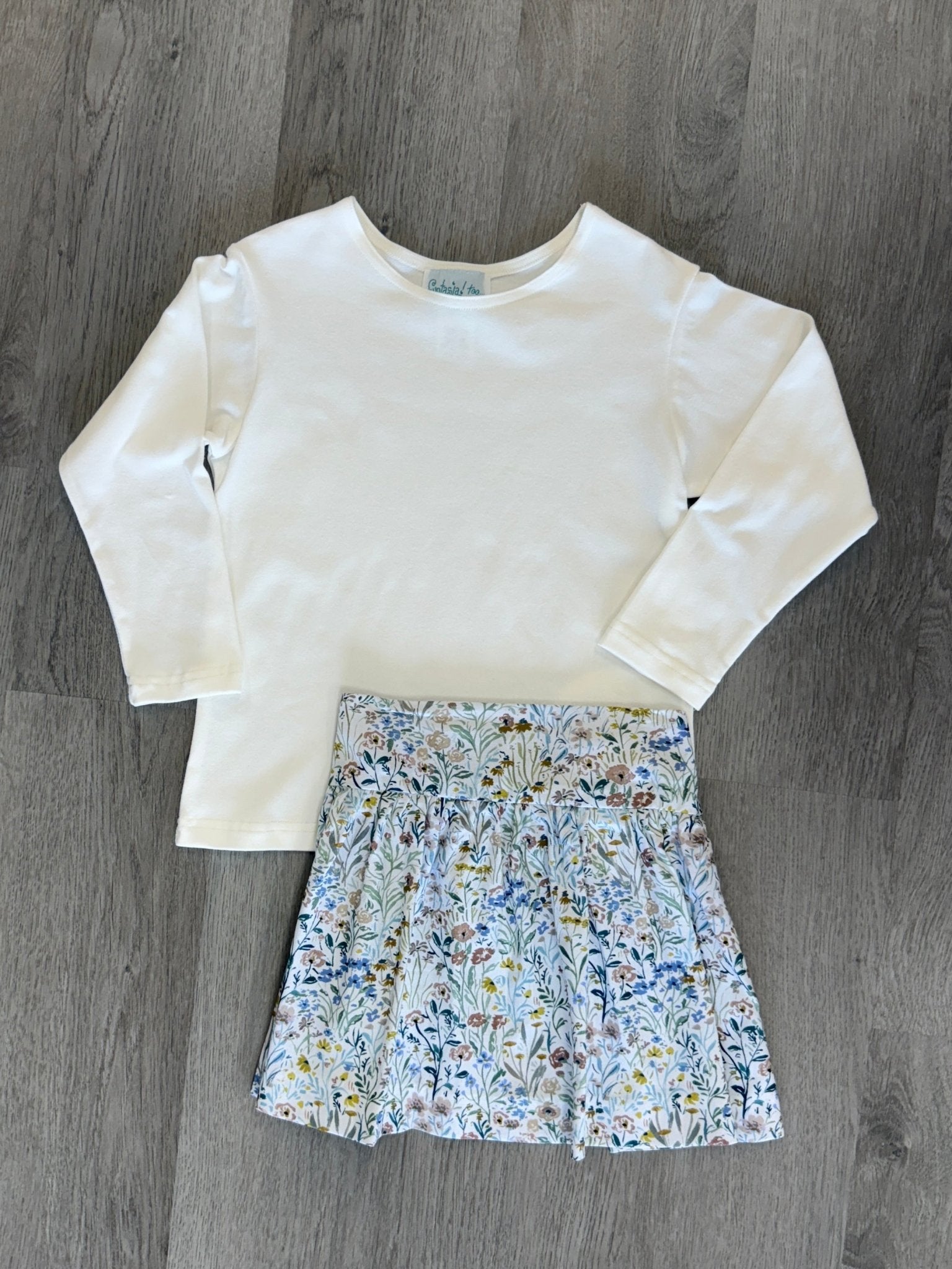 Girls Skirt Set - Ivory & Willow Floral Girls Sets Funtasia Too