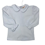 Girl's White Peter Pan Collar Blouse with Ruffle Cuffs Girls Tops + Tees Luigi