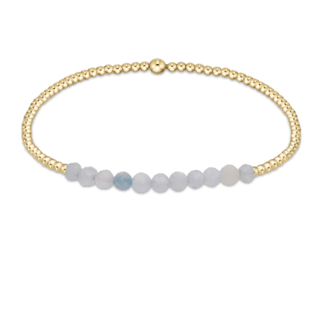 Gold Beaded Bliss 2mm Bead Bracelet - Aquamarine Bracelets enewton
