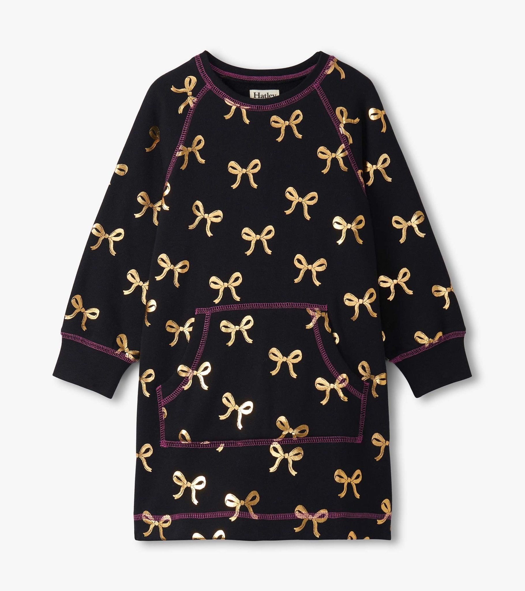 Gold Bows Sweatshirt Dress Girls Play Dresses Hatley