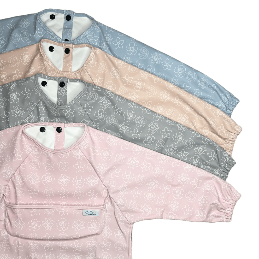 Grayson Long Sleeve Bib - Blossom - Powder Blue Baby Accessories Calla & Friends