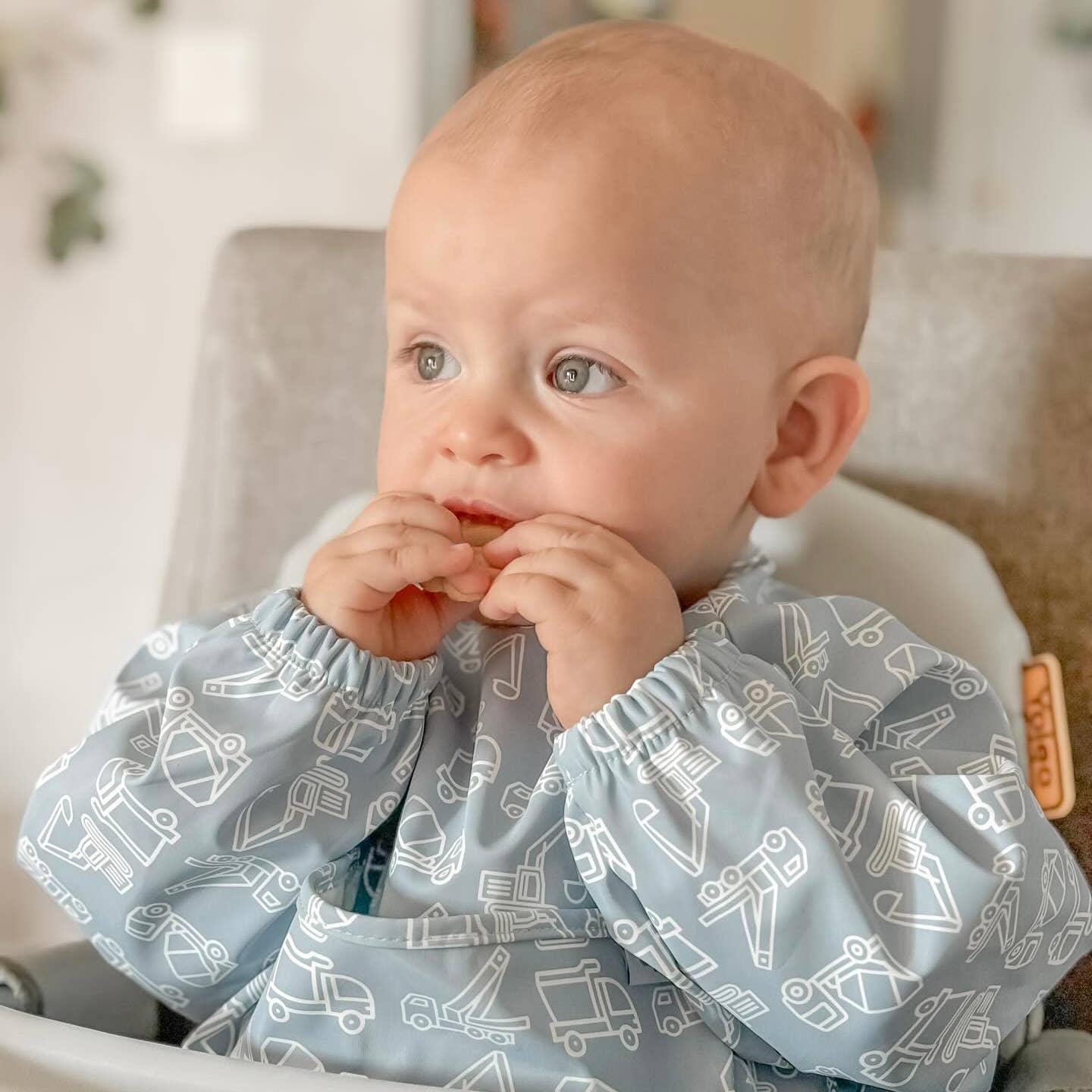 Grayson Long Sleeve Bib - Construction Khaki Baby Accessories Calla & Friends