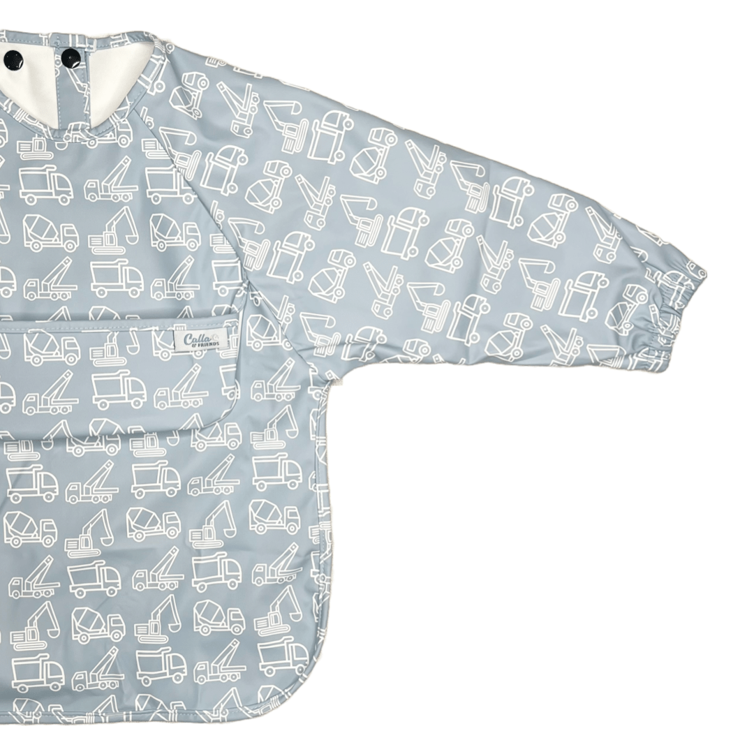 Grayson Long Sleeve Bib - Construction- Powder Blue Baby Accessories Calla & Friends