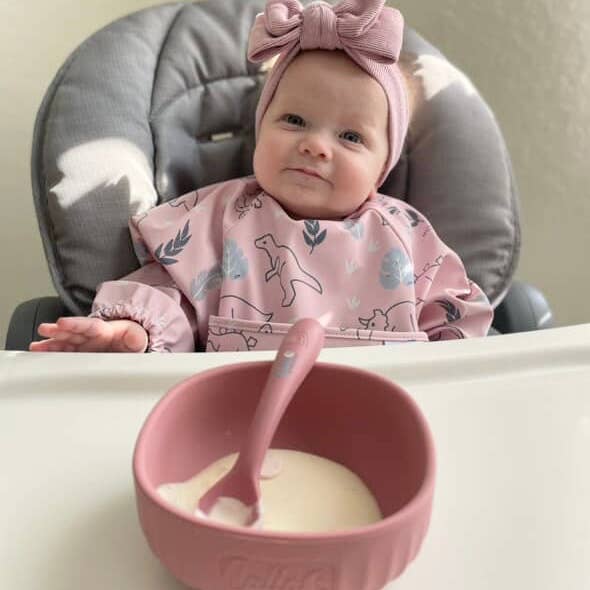 Grayson Long Sleeve Bib - Dinos - Petal Pink Baby Accessories Calla & Friends