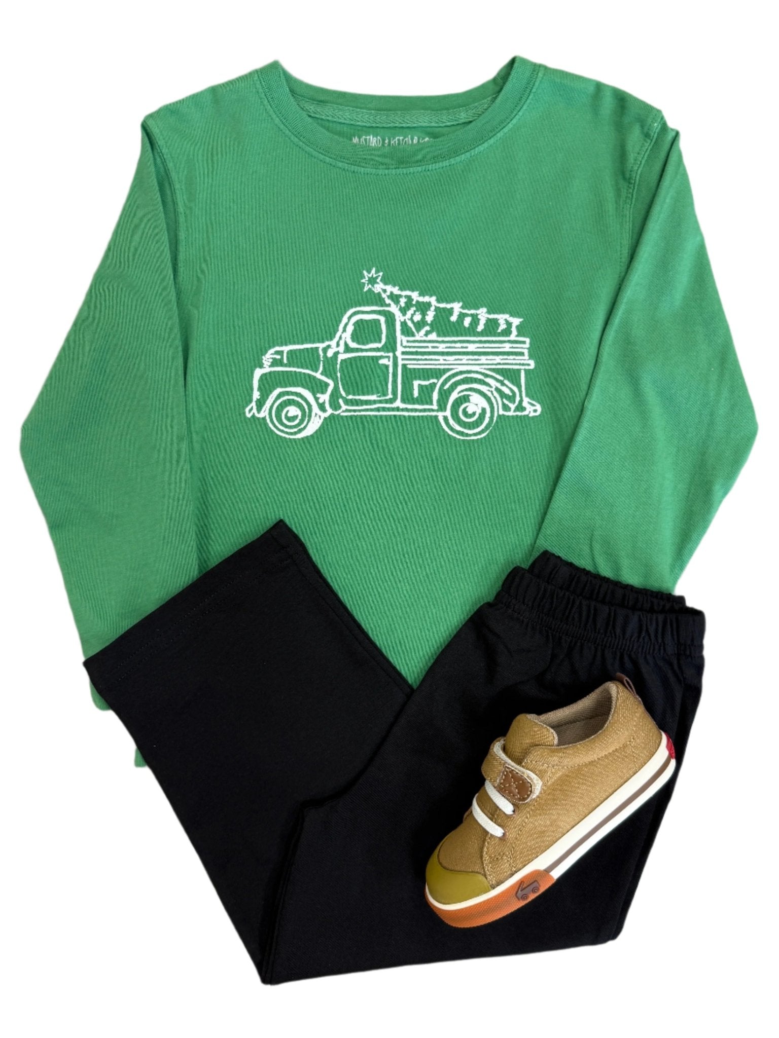 Green Truck w/ Tree LS T-Shirt Boys Tees Mustard & Ketchup
