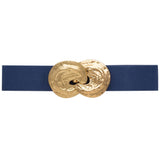 Hammered Gold Buckle Elastic Belt - Ivory Misc Accessories anbfashion