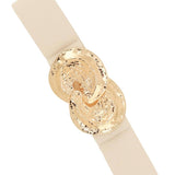 Hammered Gold Buckle Elastic Belt - Ivory Misc Accessories anbfashion
