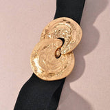 Hammered Gold Buckle Elastic Belt - Ivory Misc Accessories anbfashion