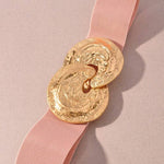 Hammered Gold Buckle Elastic Belt - Ivory Misc Accessories anbfashion