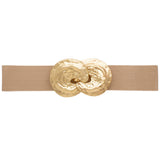 Hammered Gold Buckle Elastic Belt - Ivory Misc Accessories anbfashion