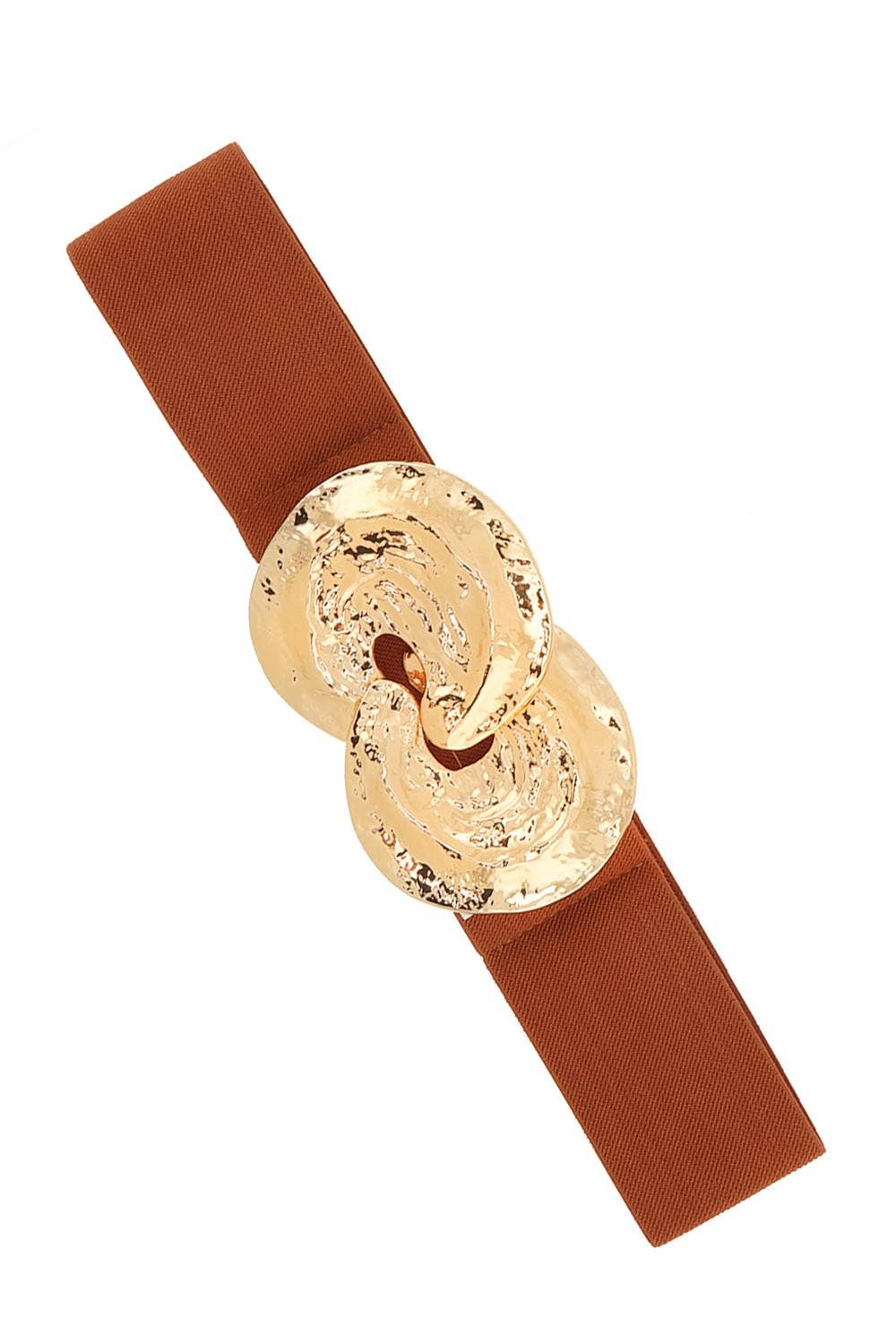 Hammered Gold Buckle Elastic Belt - Ivory Misc Accessories anbfashion