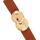 Hammered Gold Buckle Elastic Belt - Ivory Misc Accessories anbfashion