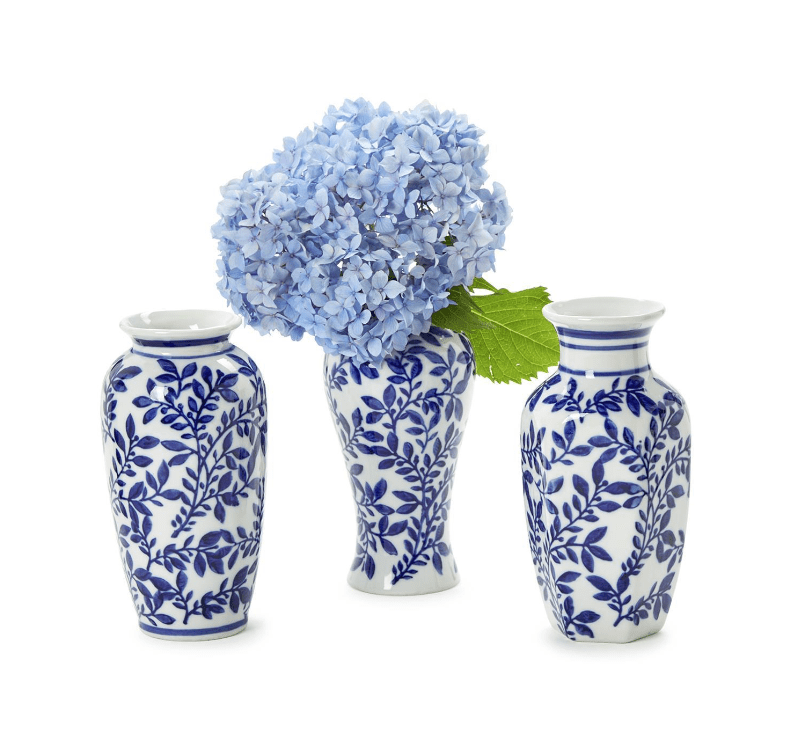 Hand-Painted Blue and White Chinoiserie Vases Home Decor Two's Company
