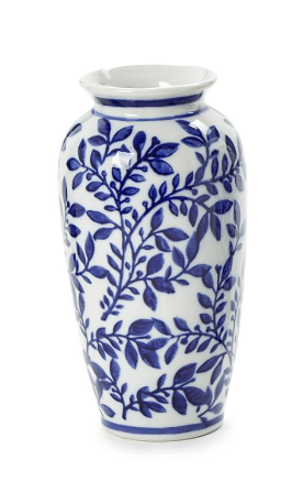 Hand-Painted Blue and White Chinoiserie Vases Home Decor Two's Company Wide Mouth