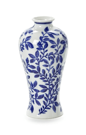 Hand-Painted Blue and White Chinoiserie Vases Home Decor Two's Company Plum