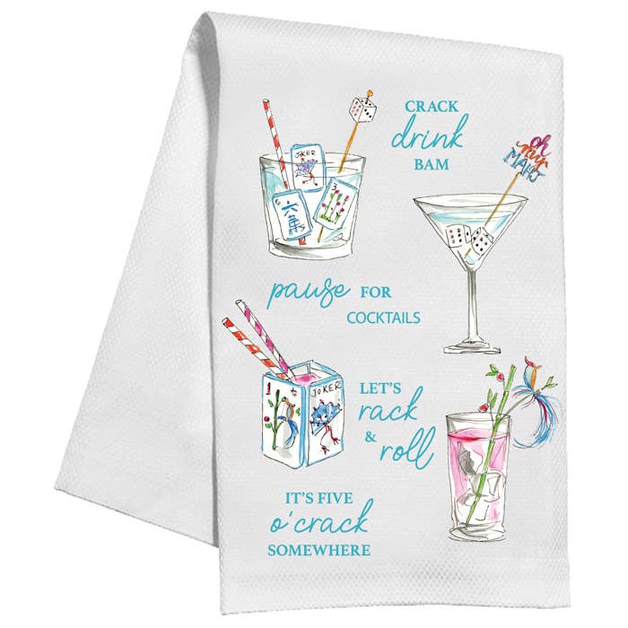 Handpainted Mahjong Cocktails Kitchen Towel Kitchen + Entertaining RosanneBeck Collections