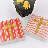 Handpainted Wood Block Striped Cross - Assorted Home Decor TradeCie
