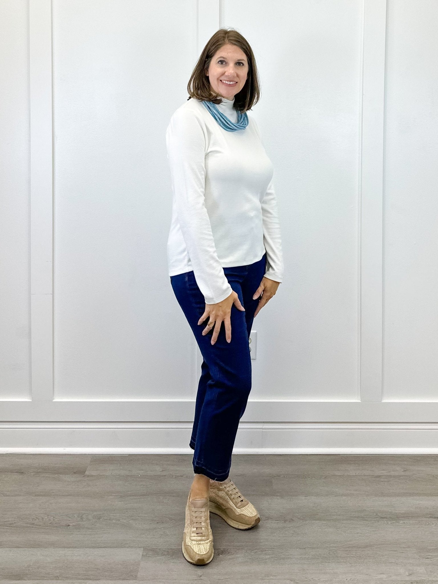 Hannah Mock Neck Top - Off White Tops Jodifl