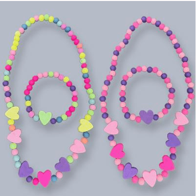 Heart Necklace & Bracelet Set Kids Jewelry Jeanine's Enterprises