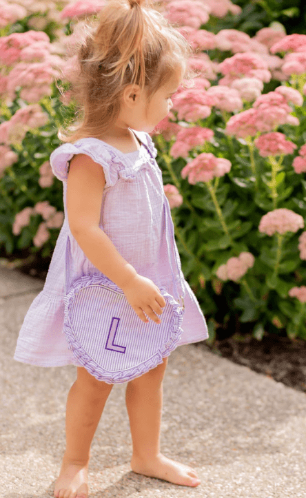 Heart Purse - Lily Lavender Seersucker Kids Backpacks + Bags Bits & Bows