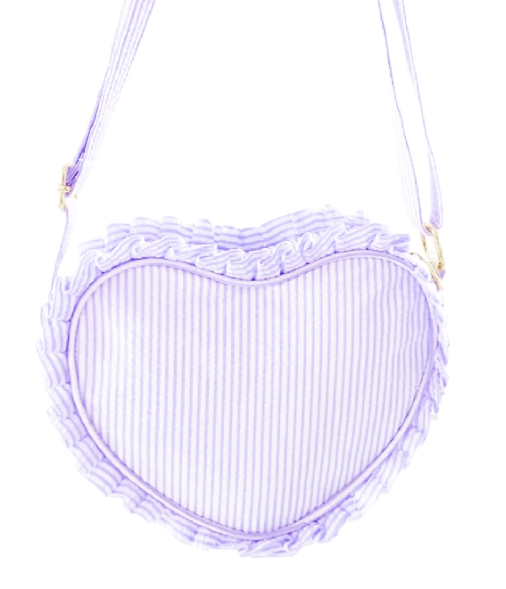 Heart Purse - Lily Lavender Seersucker Kids Backpacks + Bags Bits & Bows