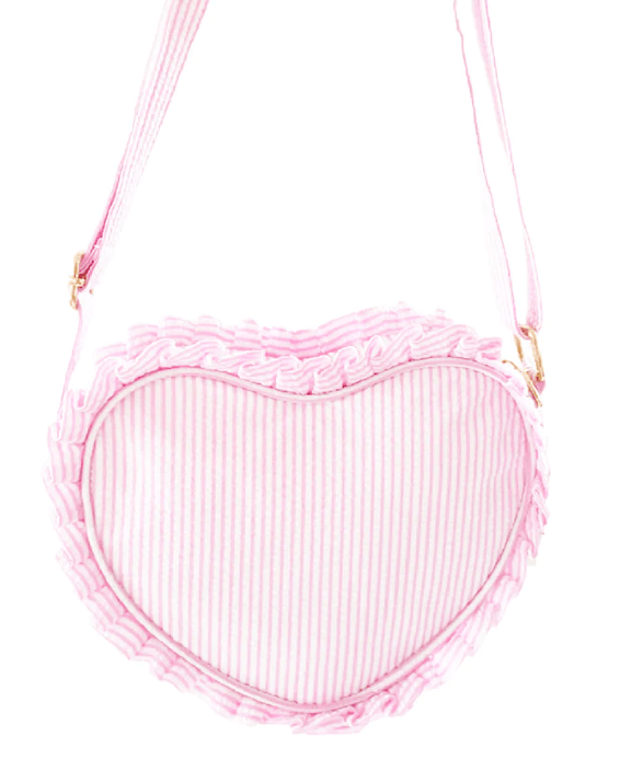 Heart Purse - Palmer Pink Seersucker Kids Backpacks + Bags Bits & Bows
