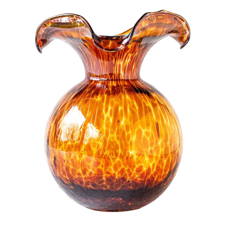 Hibiscus Glass Brown Tortoiseshell Medium Fluted Vase Kitchen + Entertaining Vietri