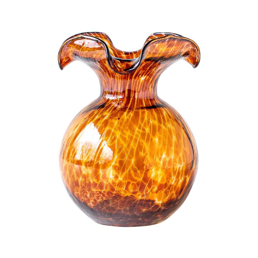 Hibiscus Glass Brown Tortoiseshell Small Fluted Vase Kitchen + Entertaining Vietri