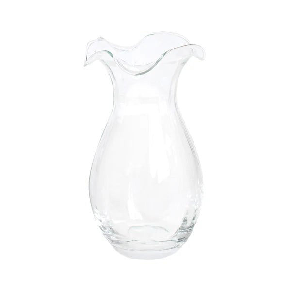 Hibiscus Glass Clear Vertical Fluted Small Vase Home Decor Vietri