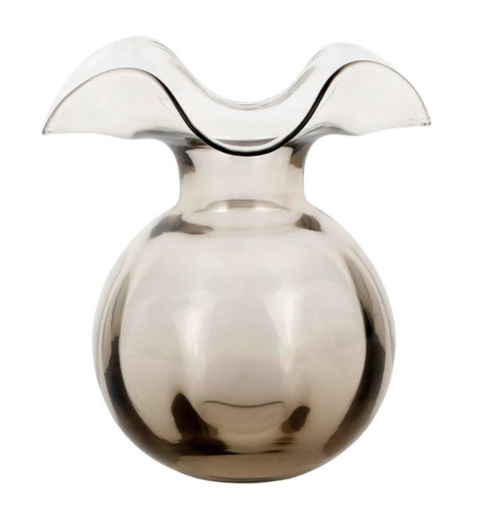 Hibiscus Glass Gray Medium Fluted Vase Home Decor Vietri