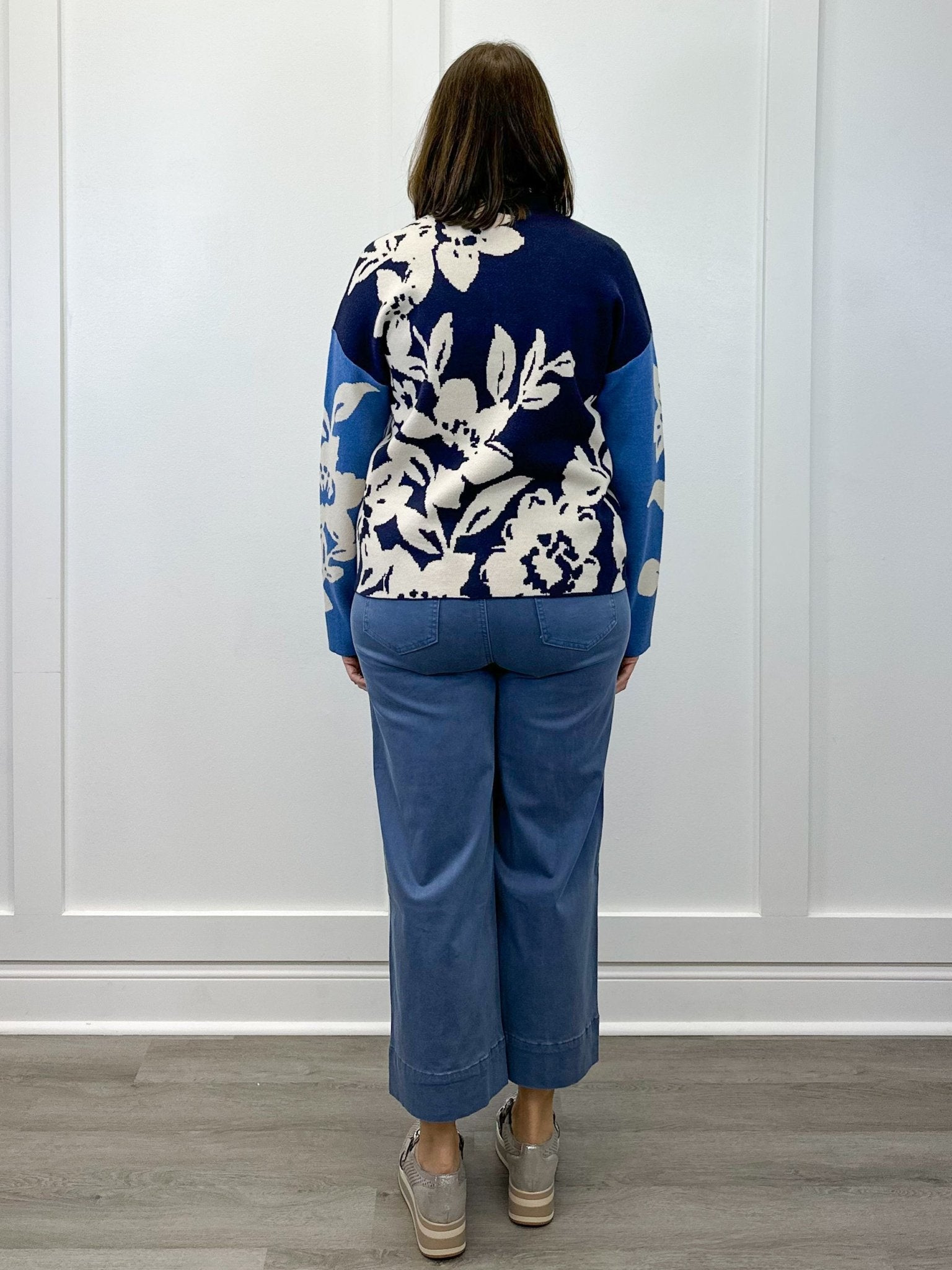 Knit Jacquard Funnel Neck Sweater - Sapphire Sweaters Tribal