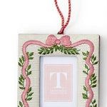 Holiday Memories Embroidered Photo Frame Ornament - Assorted Home Decor Two's Company Pink Bow Frame