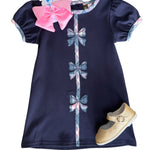 Holly Bow Dress - Navy Girls Sets Banana Split