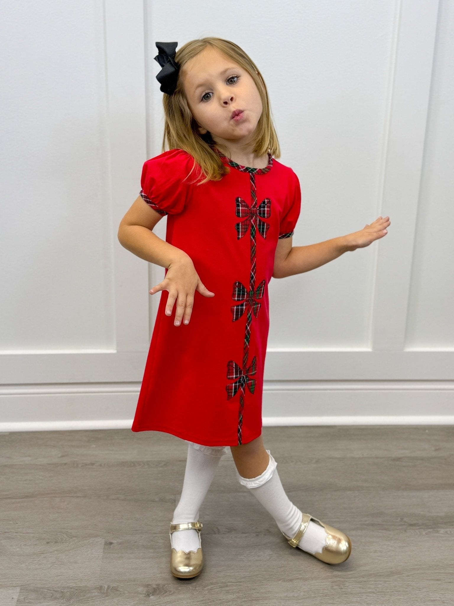 Holly Bow Dress - Red Girls Occasion Dresses Banana Split