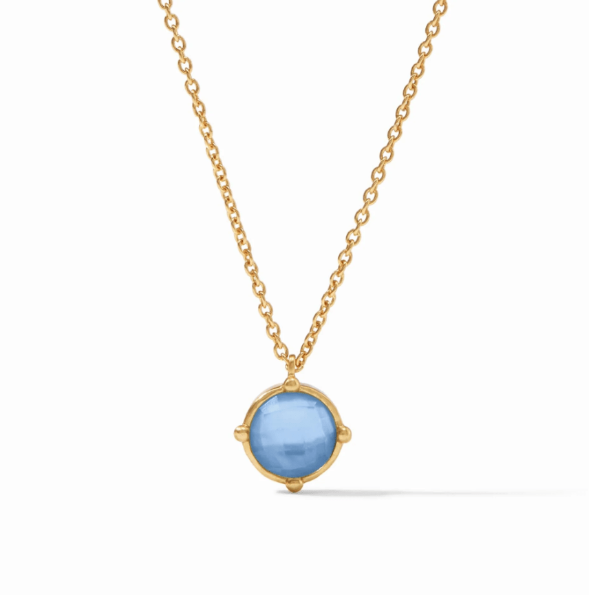 Honeybee Solitaire Necklace - Iridescent Chalcedony Blue Necklaces Julie Vos