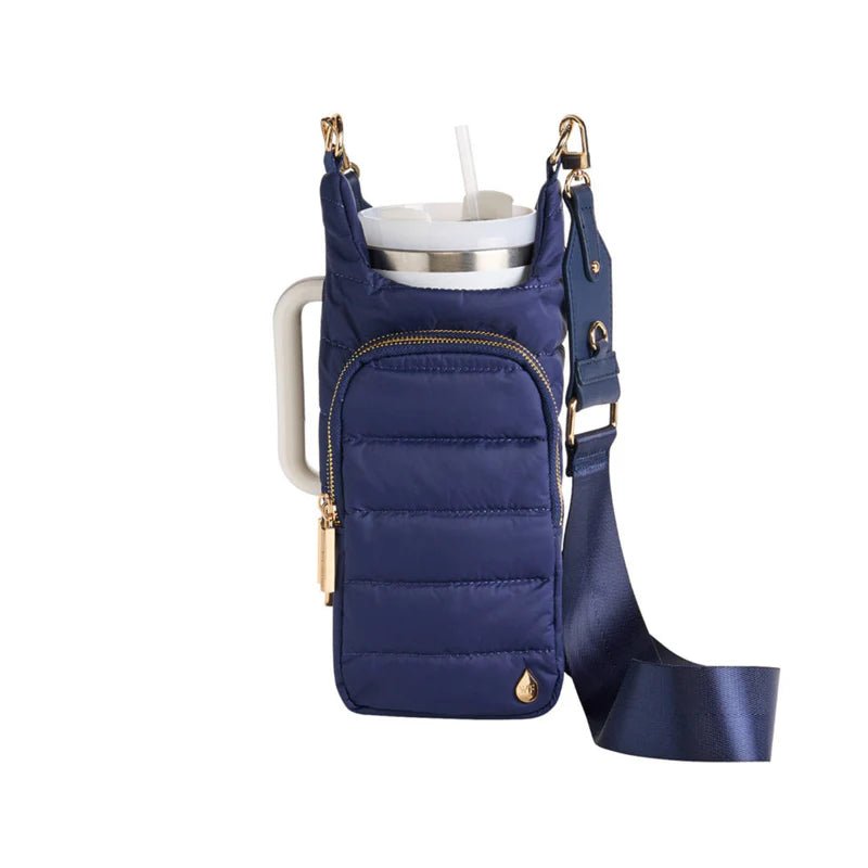 HydroBag Handle - Navy Matte w/ Solid Vegan Leather Strap Purses + Totes WanderFull