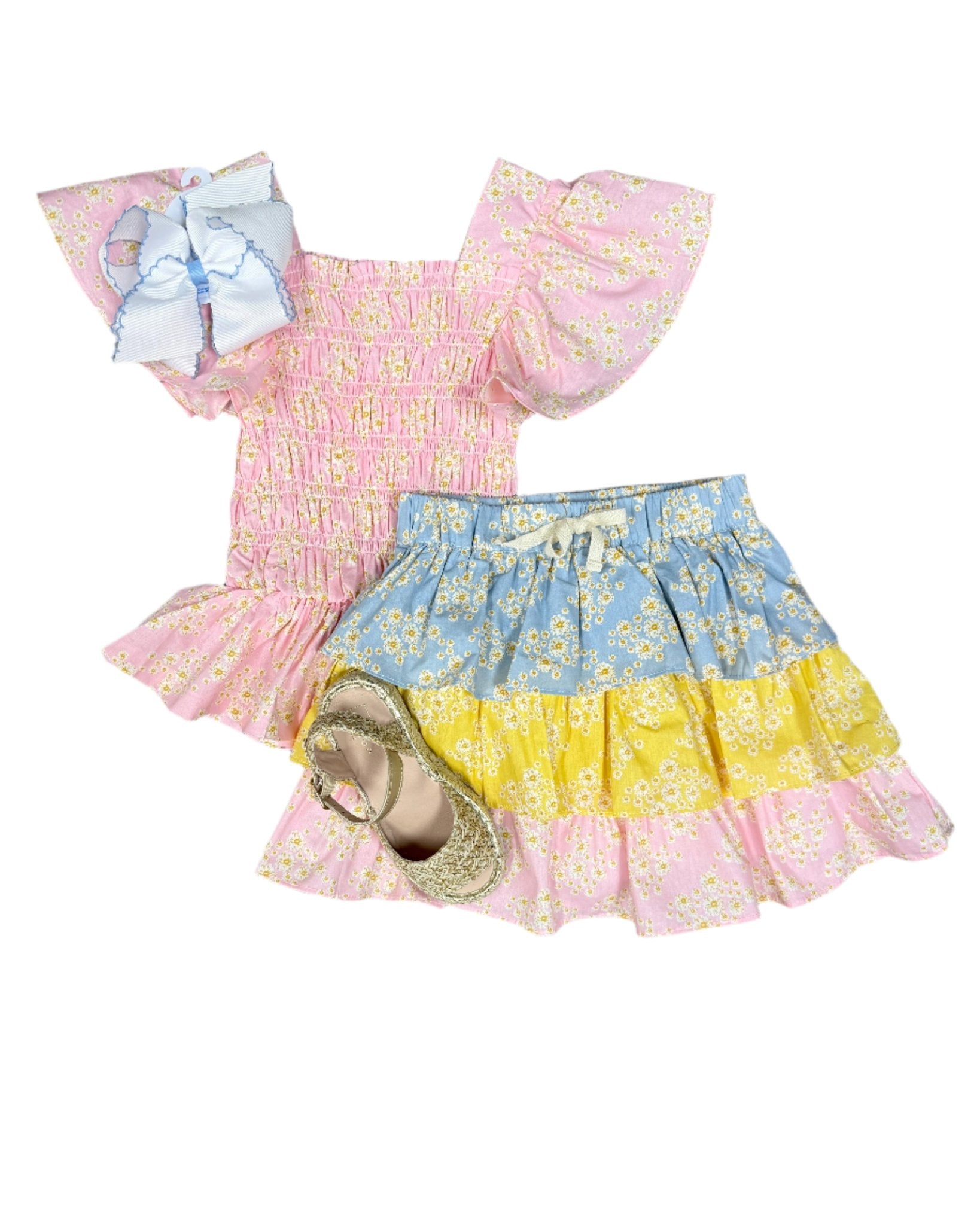 India Top - Pink Ditsy Floral Girls Tops + Tees Bisby