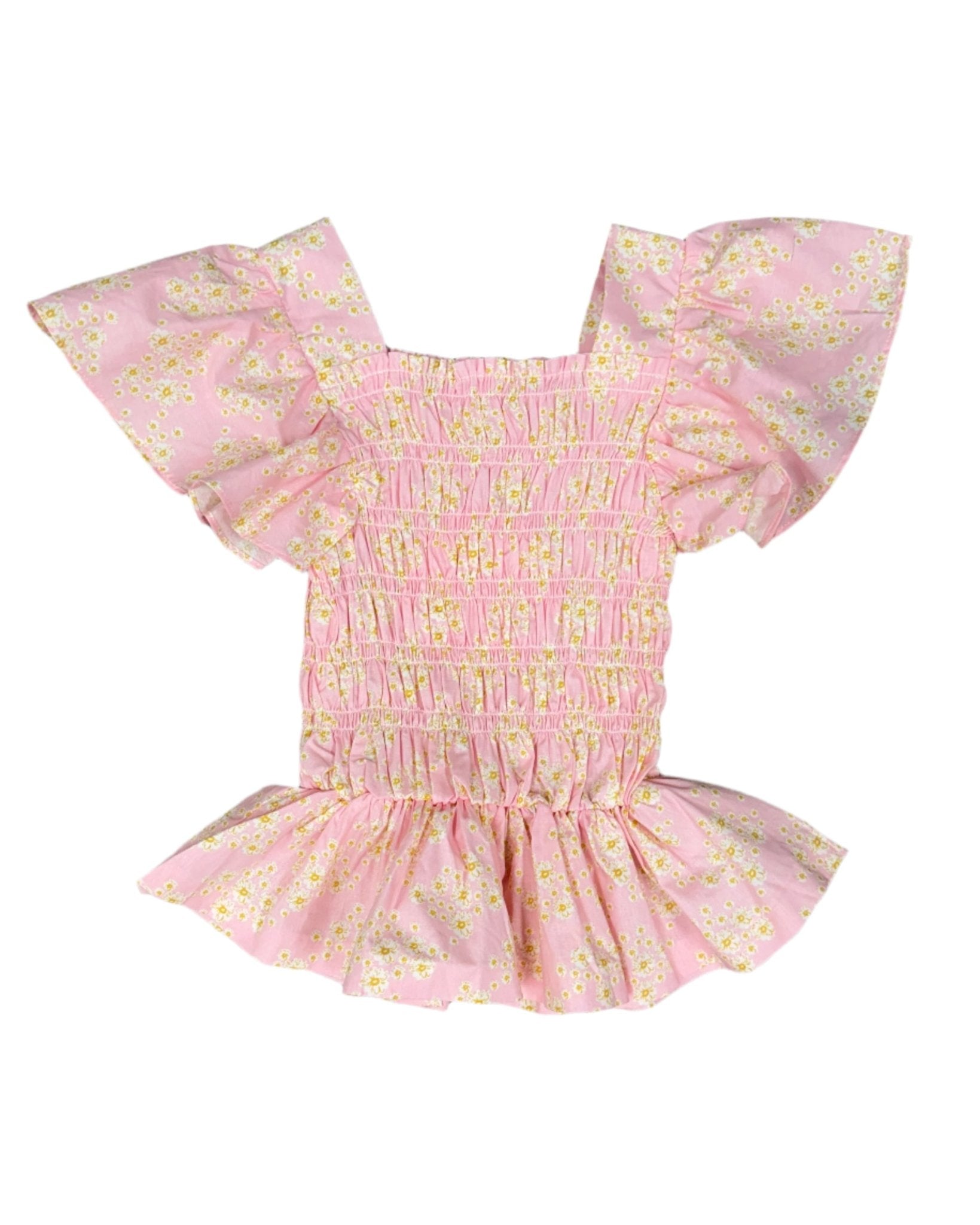 India Top - Pink Ditsy Floral Girls Tops + Tees Bisby