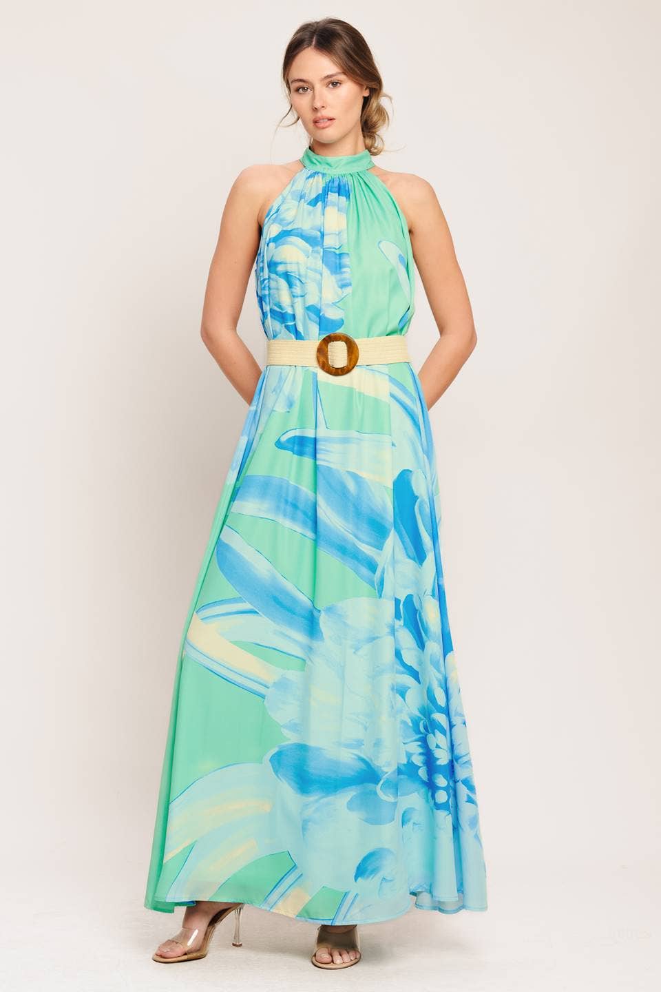blue water dress LONG FLUID BLUE DRESS main image 1