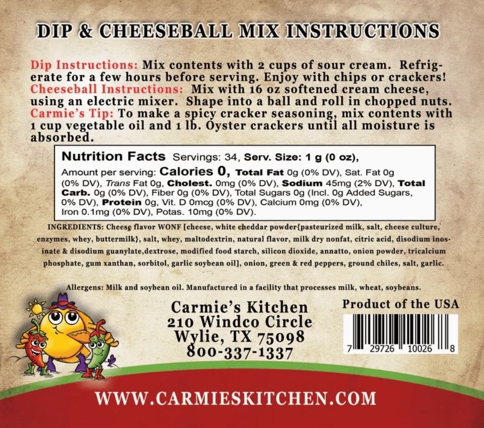 Jalapeno Cheddar Dip Mix Impulse Carmie's Kitchen