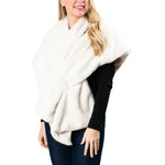 Katie Faux Fur Keyhole Wrap - White Outerwear Top It Off