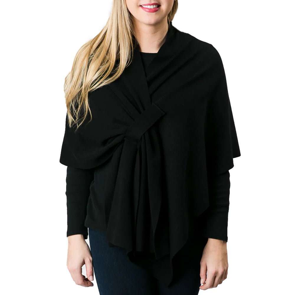 Katie Knit Keyhole Wrap - Black Outerwear Top It Off