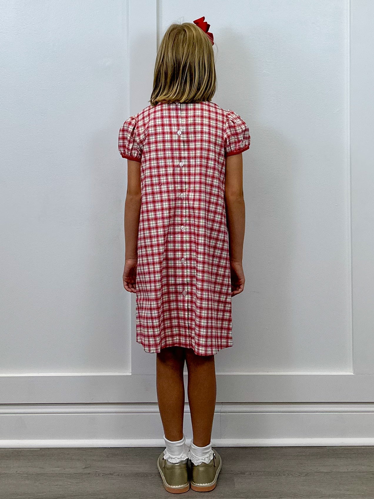 Kenzie Bow Dress - Christmas Plaid Girls Occasion Dresses Banana Split
